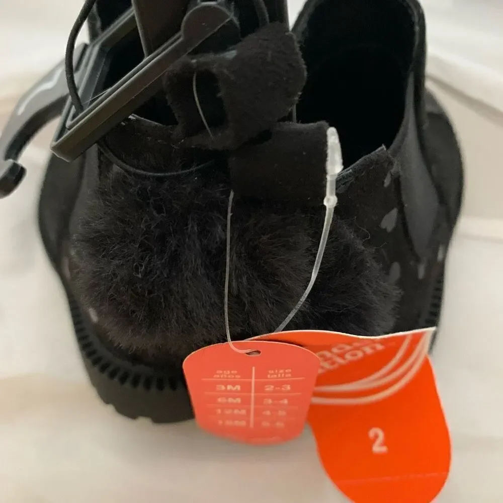 Girls Size 2 Black Cat Chelsea Critter Boots *New*